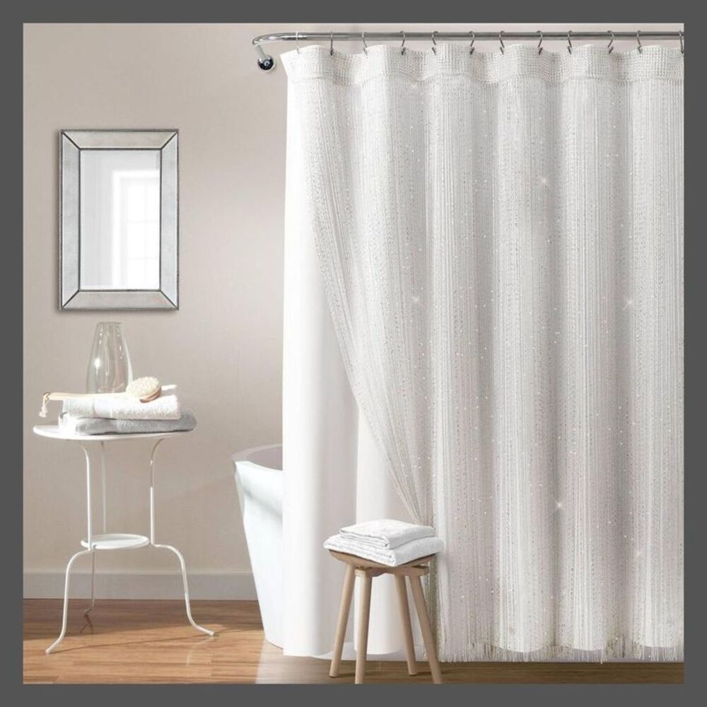 Lush Decor - 72"x72" Night Sky String Thread with Peva Lining S White